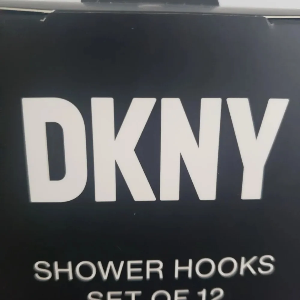 12pc Set DKNY Round Dot Gray & White Striped Shower Curtain Hook Decor N…